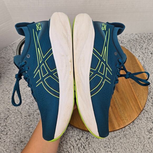 Asics Womens 9 Gel-Nimbus 25 Ink Teal Lime Green Athletic Gym Road Running Shoe - Picture 7 of 12